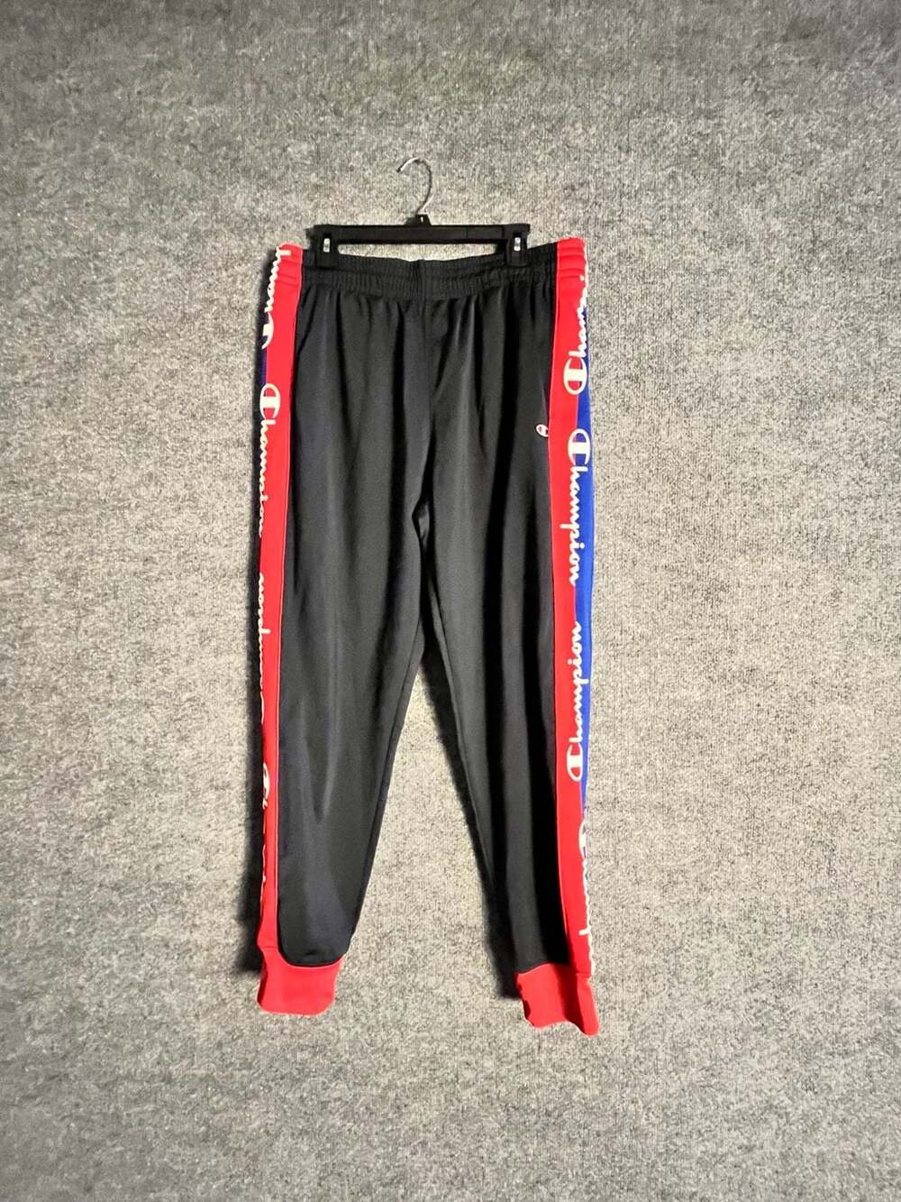 Champion Tricot Track Pants Size XL Black Red Blue Stripes 003-168